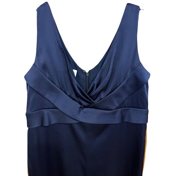ARMANI COLLEZIONI Navy Blue 100% Silk Wrap Top Knee Length Italy Dress Sz 14 - Picture 1 of 10